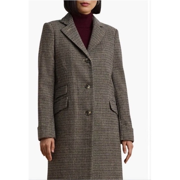 Lauren Ralph Lauren Jackets & Blazers - Lauren Ralph Lauren Wool Blend Reefer Merlot Houndstooth Coat‎ Size 14 EUC